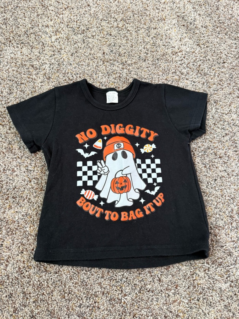 Halloween Toddler “No Diggity, Bout To Bag It Up” Black T-Shirt Size 2T